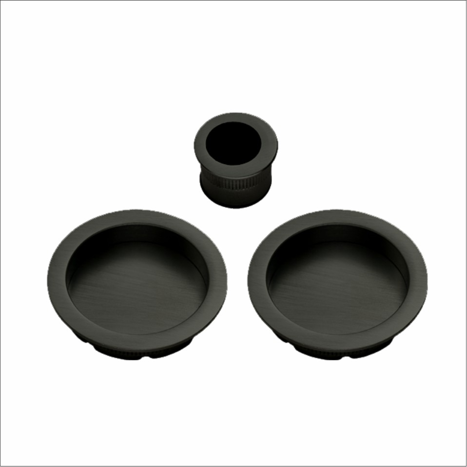 Black round flush pulls